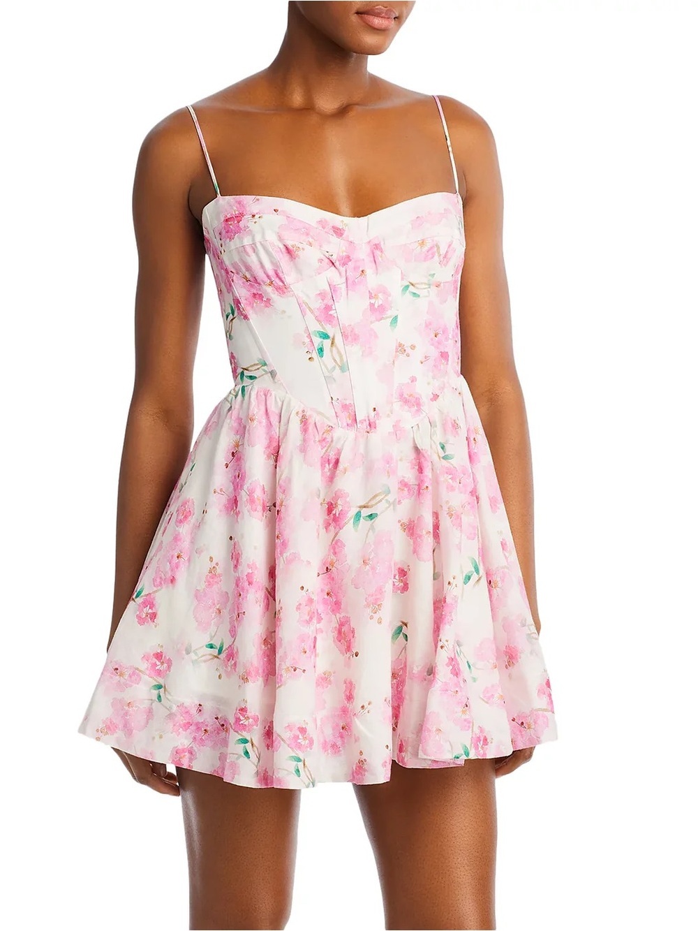 Bardot Elsie Floral Corset Mini Dress Pink Ramie Tie Strap Size 8 - Picture 15 of 16